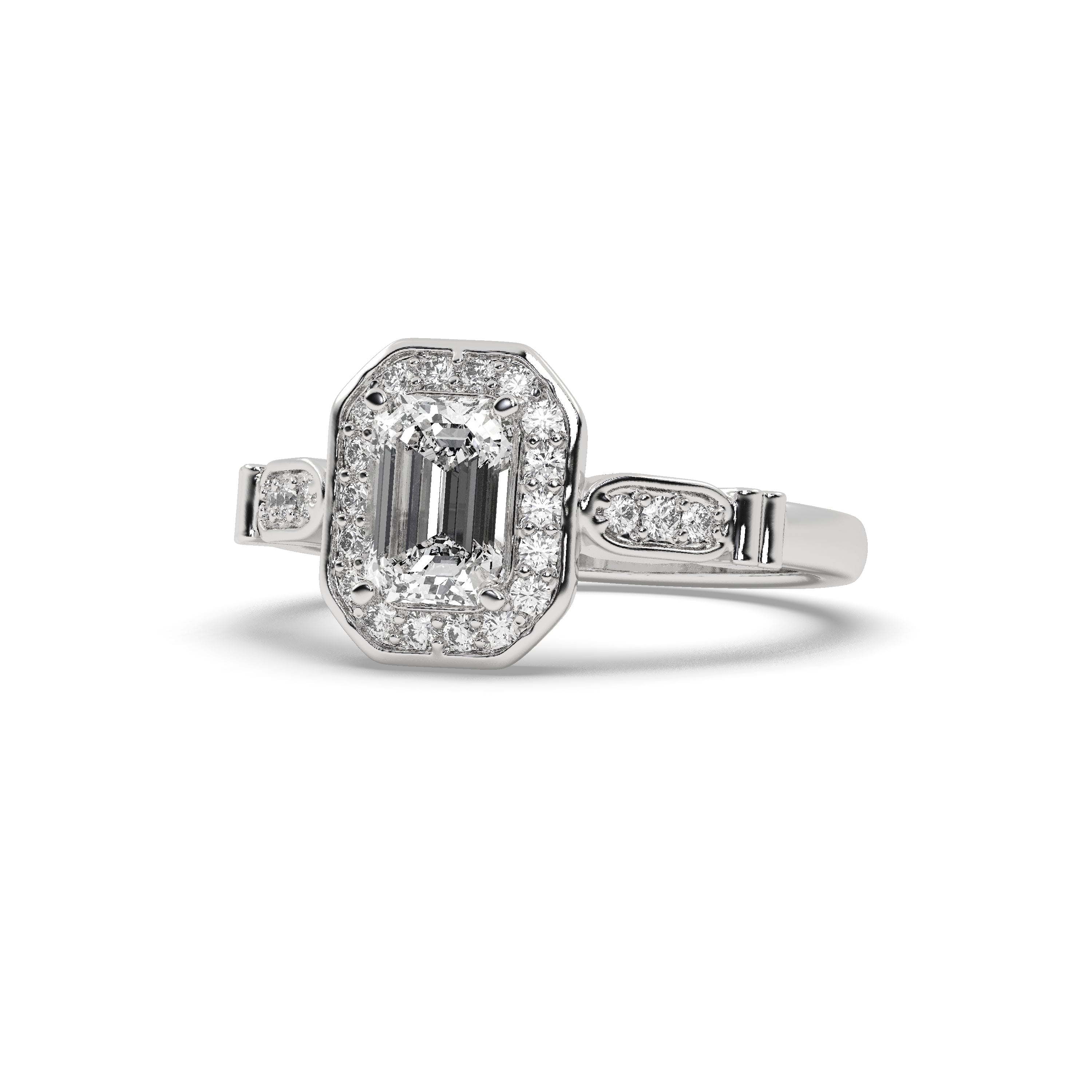 White Gold Studded 1.286 Carat Lab Grown Diamond Ring-F Color VS2 Clarity.